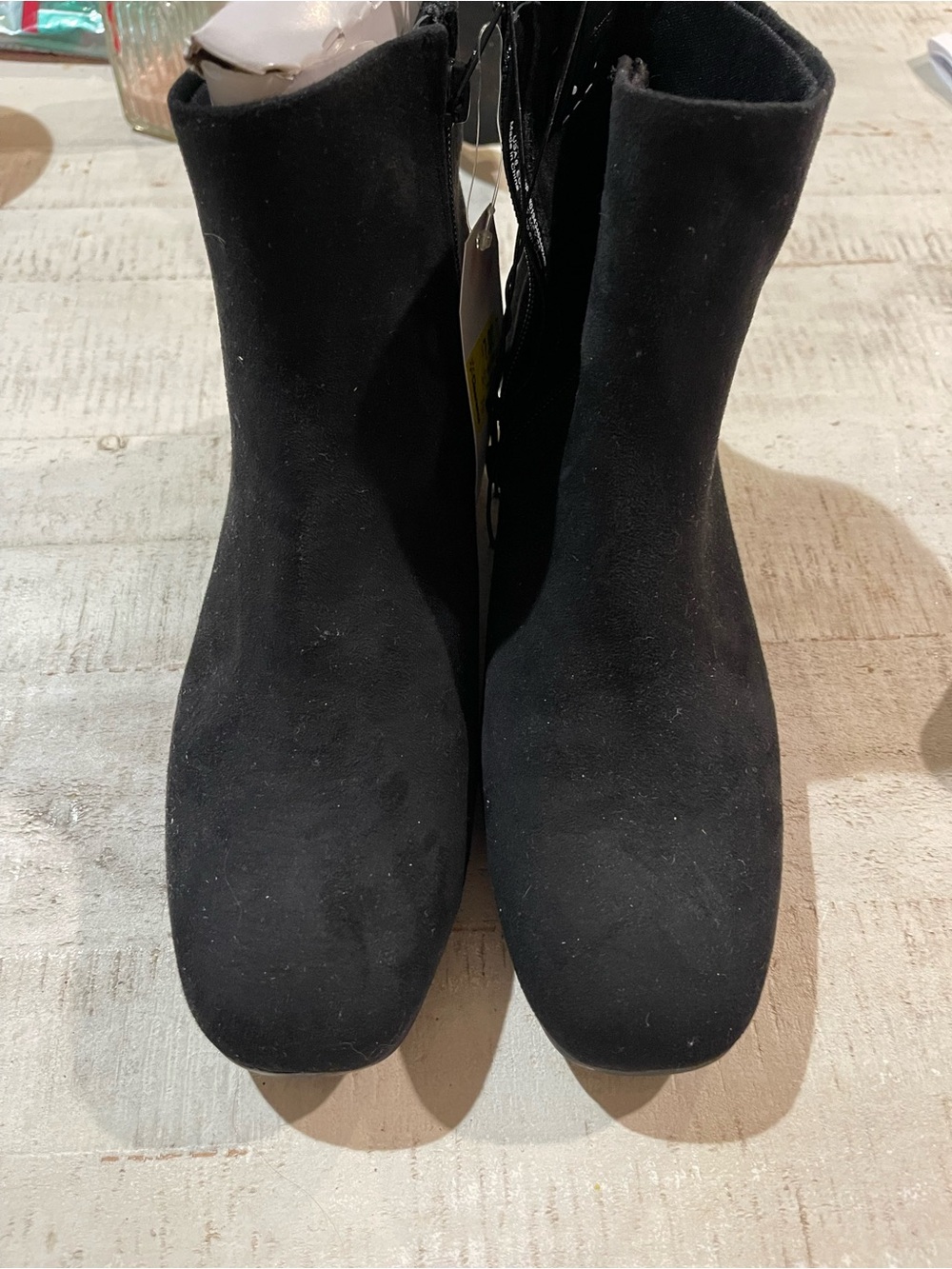 Time and Tru Black Suede-Look Ankle Boots